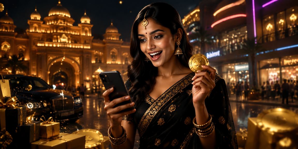 Neon lights casino gaming on mobile device in India